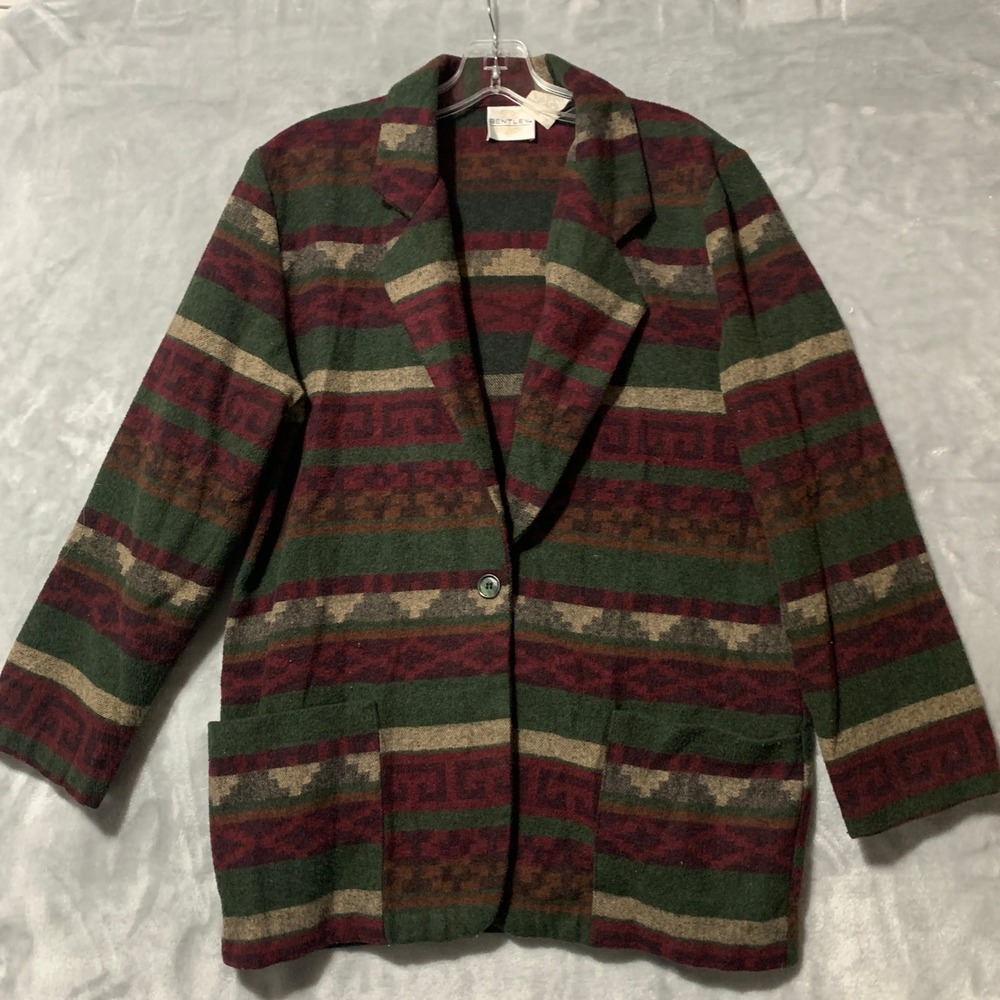 Bentley 7/8 Vintage‎ Southwest Aztec Wool Blend Blazer Jacket Coat Women Shacket